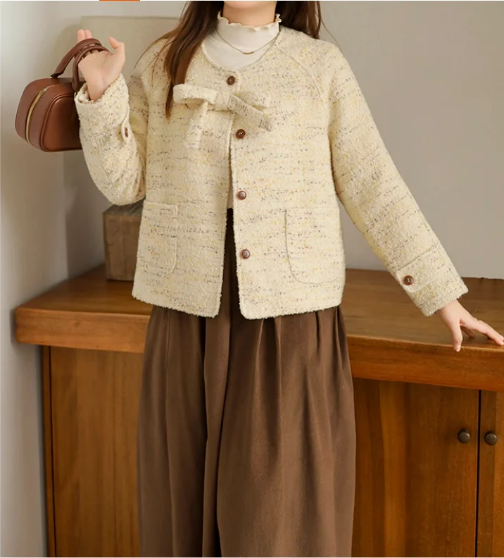 حجم كبير المرأة الخريف مزاجه الجولة الرقبة فضفاضة طويلة الأكمام معطف الحلو موضة تنوعا الحد من العمر معاطف كورية أنيقة