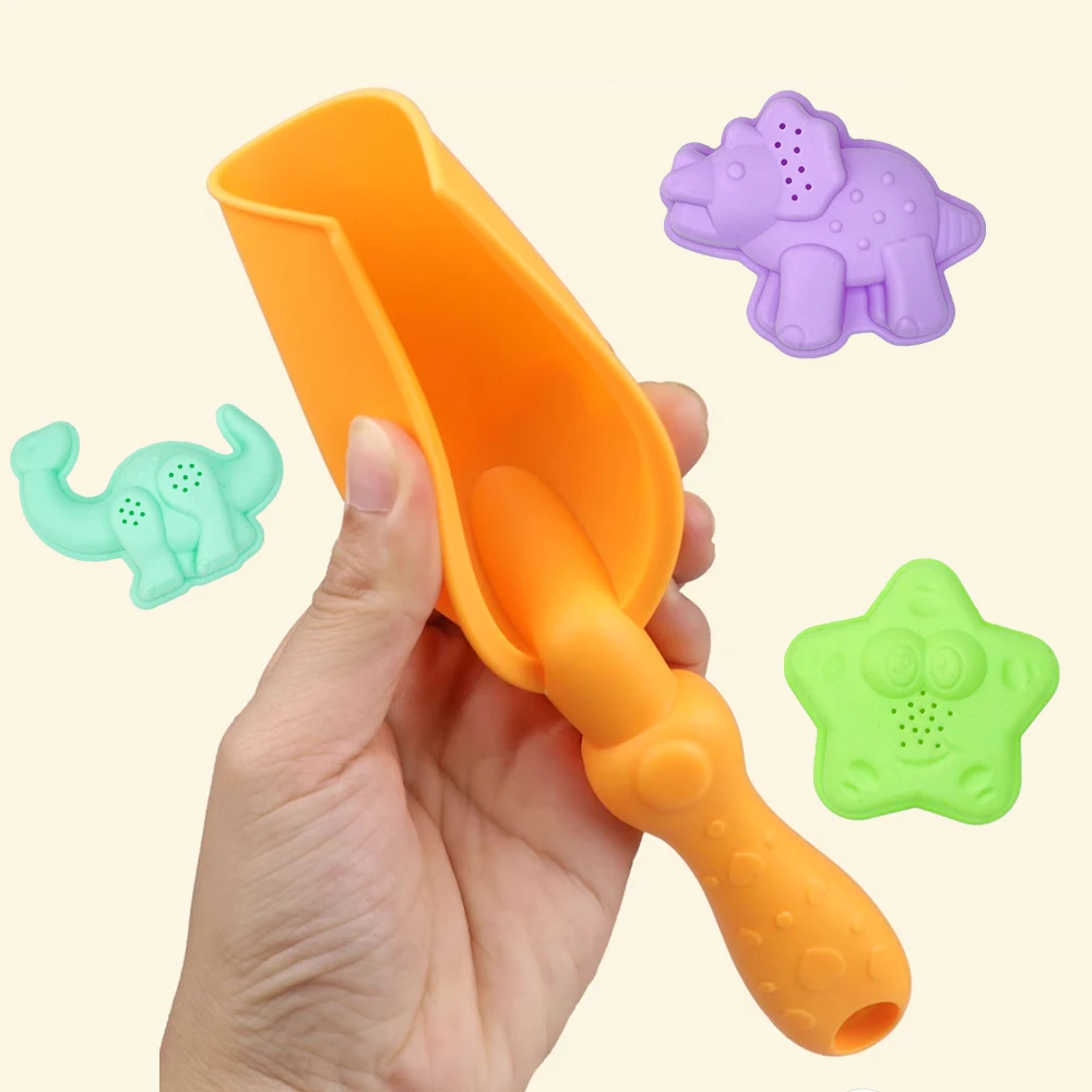 Beach Dinosaur Mold Soft Rubber Shovel Mini Snow Toy Sandbox Set Building Snow Beach Game Water Play Tools Outdoor Toy Kid Gift