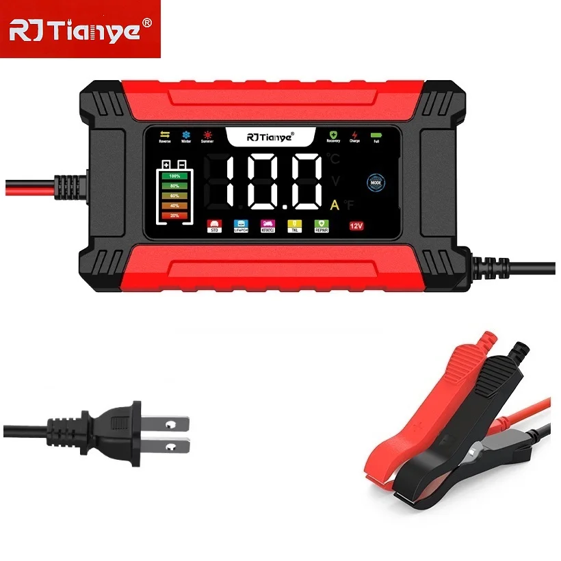 

US Plug Car Battery Charger 12V10A LED Display Smart Pulse Repair Lead-acid Battery Motorcycle Battery Charging Device