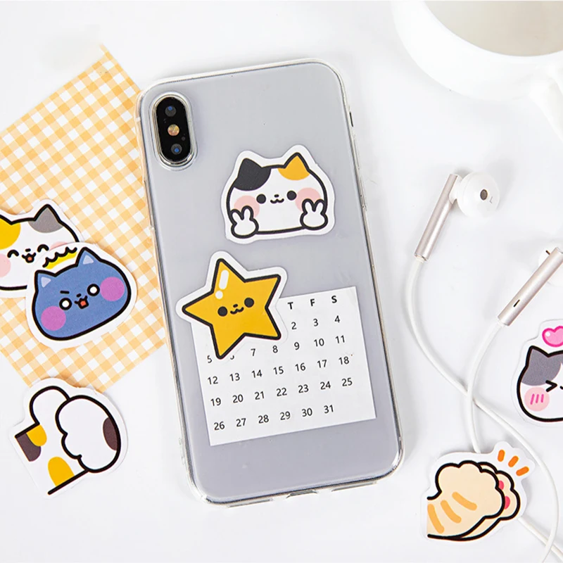 45pcs Cute Cartoon Cats Stickers Kawaii Envelope Sealing Labels DIY Scrapbooking Journal Planner Decorations Korean Stationery
