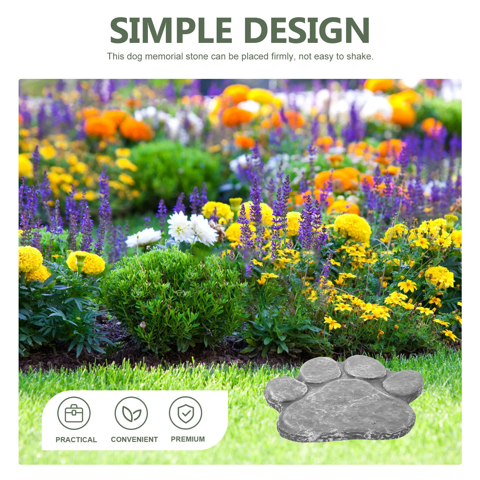 

Pet Memorial Stone Paw Shape Resin Lightweight Durable Dog Tombstone Outdoor Garden Memorial Plaque Tribute Statue