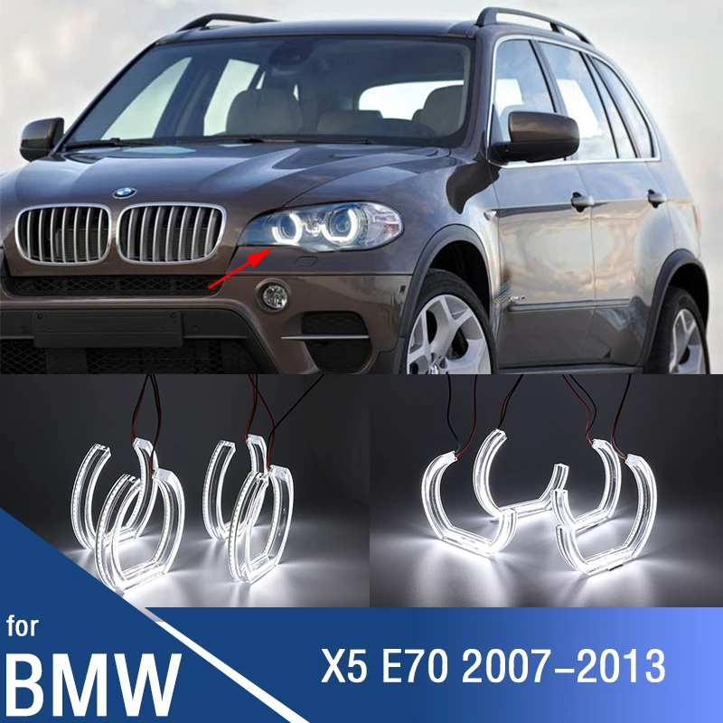 for BMW X5 E70 E 70 2007-2011 Retrofit Daytime Light Horseshoe Shape Refit Day Light LED Crystal Angel Eyes  rings Kit