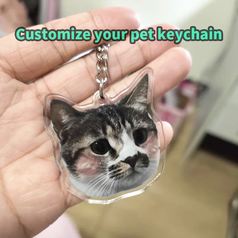 Custom Pet Keychains Cartoon Llavero Key Chain Photo Customized Anime Charms Clear Acrylic Personalized Designer Keychains Gift