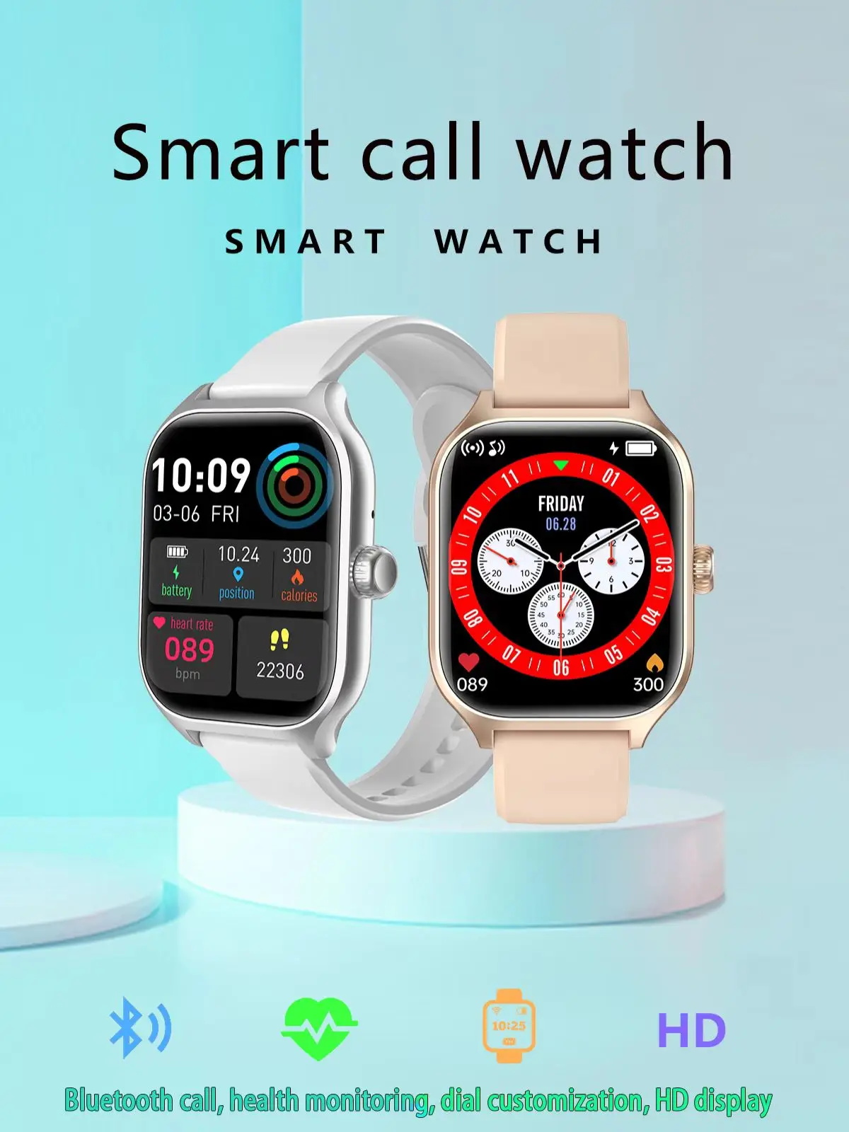 

2024 smart watch bluetooth call heart rate blood pressure blood oxygen monitoring multi-sport mode sea dial men and women watch