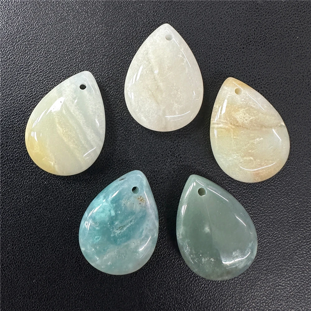 2 buah 18x25mm liontin segi batu alami bentuk tetesan air manik-manik mata harimau Malachite Amazonite untuk membuat perhiasan DIY