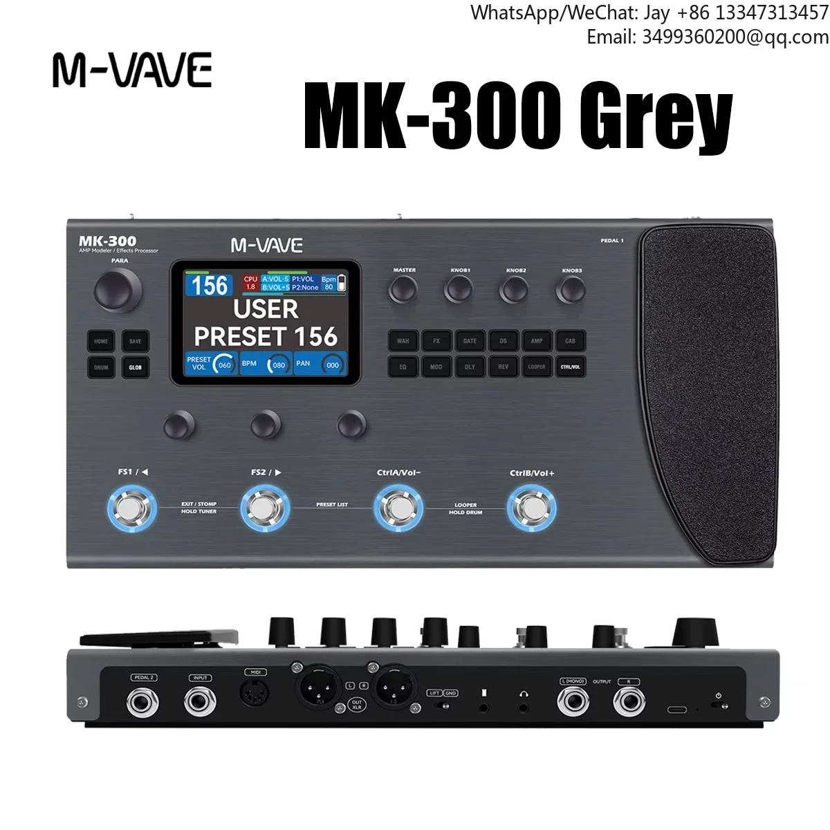 

Гитарный процессор эффектов M-VAVE MK-300 - 120 моделей усилителей/кабинетов, Bluetooth MIDI, обмен звуком в сообществе, портативный дизайн для живых выступлений/студии