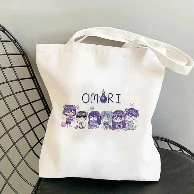 Cute Cartoon Shoulder Bag Shoulder Shopping Bag Omori Game Ladies Casual Canvas Tote Bag Go Out Travel Portable Large Capacity