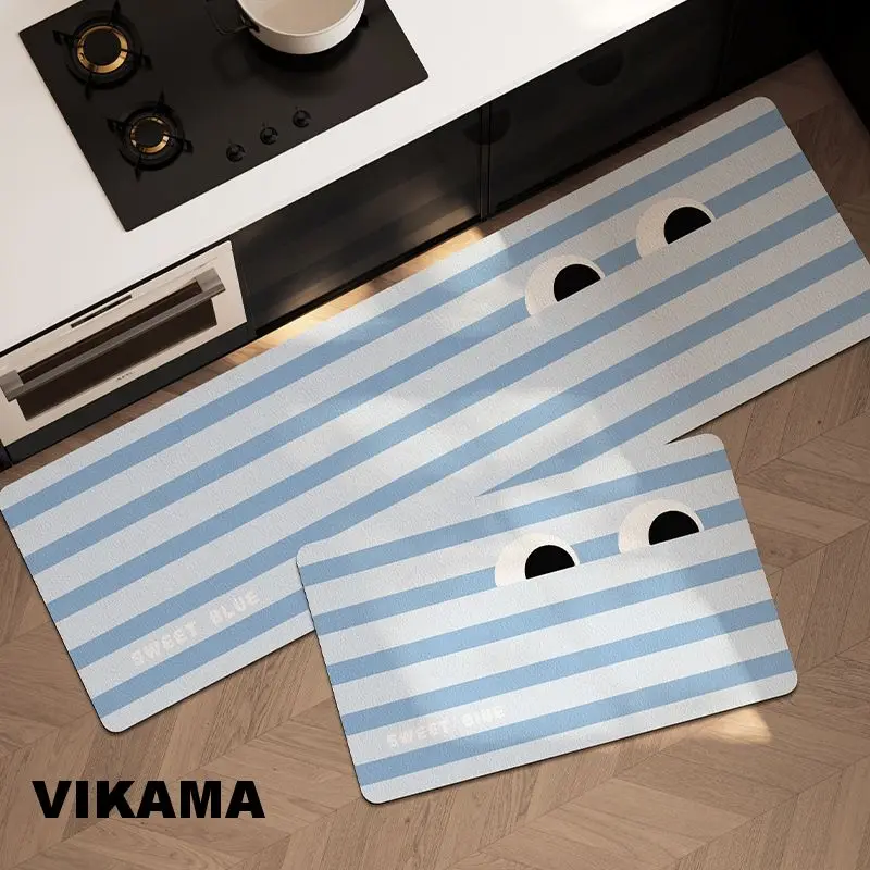 VIKAMA Diatomaceous Earth Kitchen Bathroom Bathroom Floor Mats Light Luxury Absorbent Anti-slip Dirty Resistant Entrance Rugs