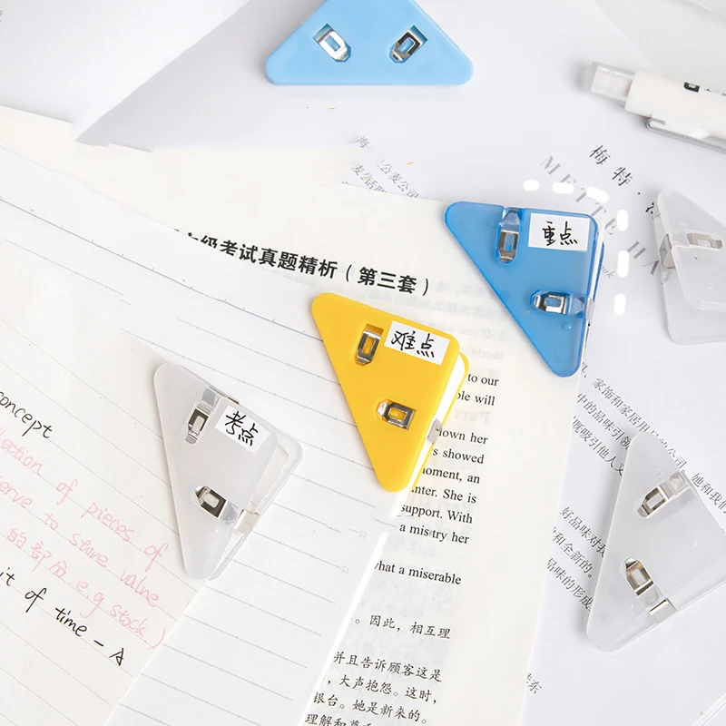 

5pcs Mini Color Corner Clips Transparent & Solid Colorful Page Holder Paper Clip Clamp File Index Photo School Office