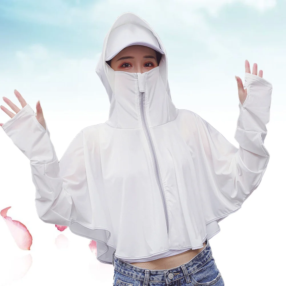 

Uv Protection Wrap for Women Summer Beach with Hood Sun Resistant Long Sleeve Riding Coat Outdoor Sunscreen Cloak Grey