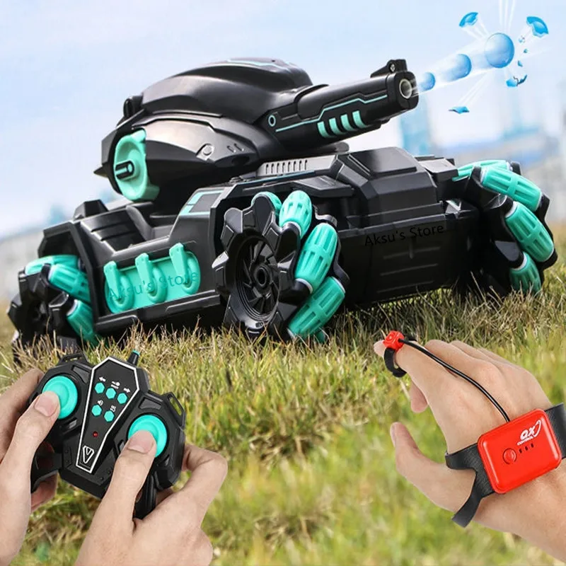 Rc Car 2.4G Can Fire Bullets RC Tank Wearable Gesture Control Water Bomb Armored Vehicle 4WD Field Remote Control Car Kids Gifts