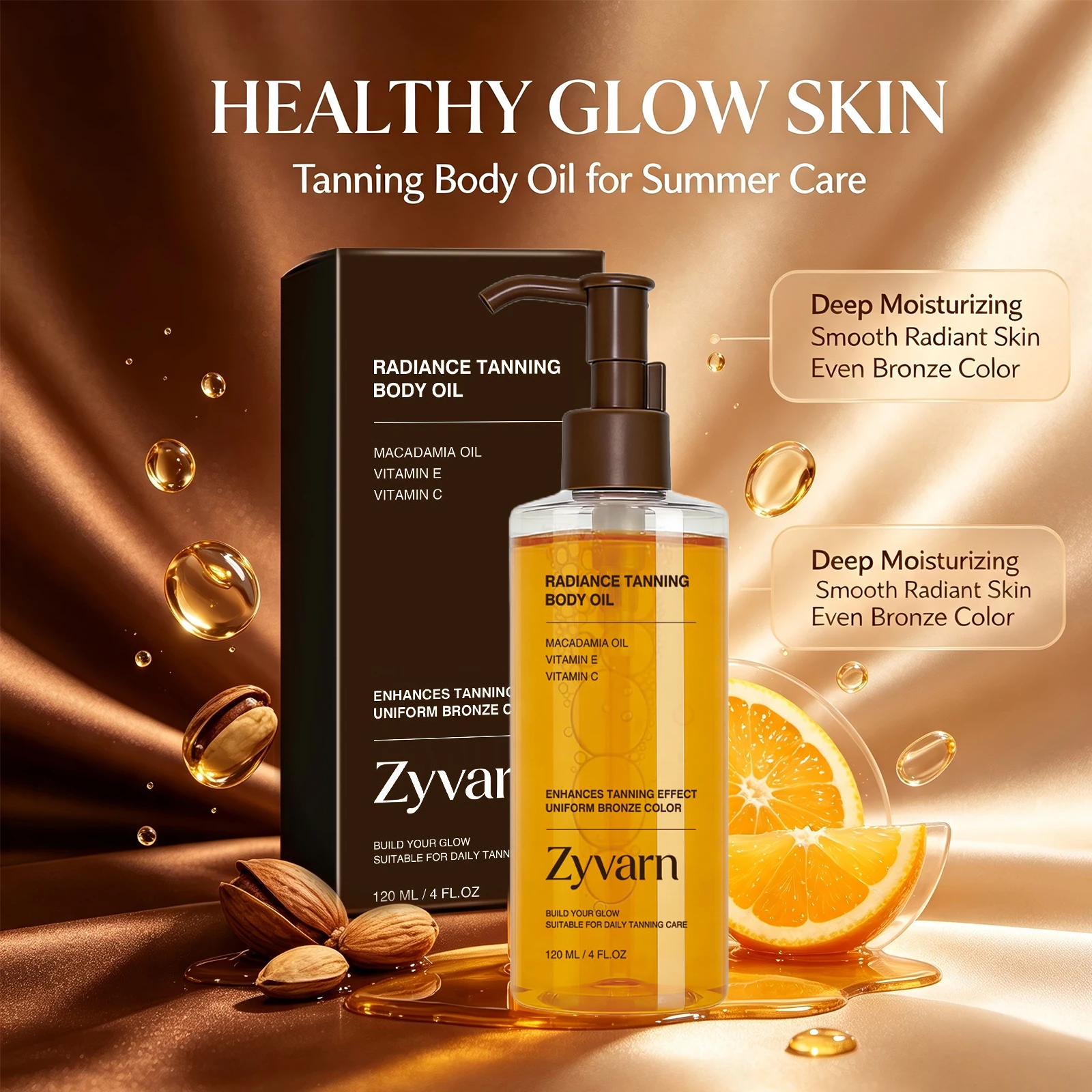 Tanning Body Oil for Outdoor Summer Skin Care Even Skin Tone Enhances Natural Tan Long-Lasting Bronzer Nourishing Body Skin Care