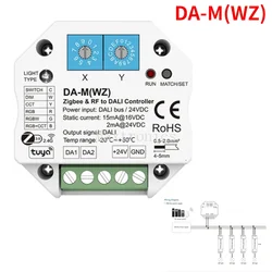 DA-M(WZ) 6 in1 Zigbee & RF to DALI Converter Controller Tuya APP Philips HUE Control Support Single color CCT RGB RGBW RGB + CCT Lamp