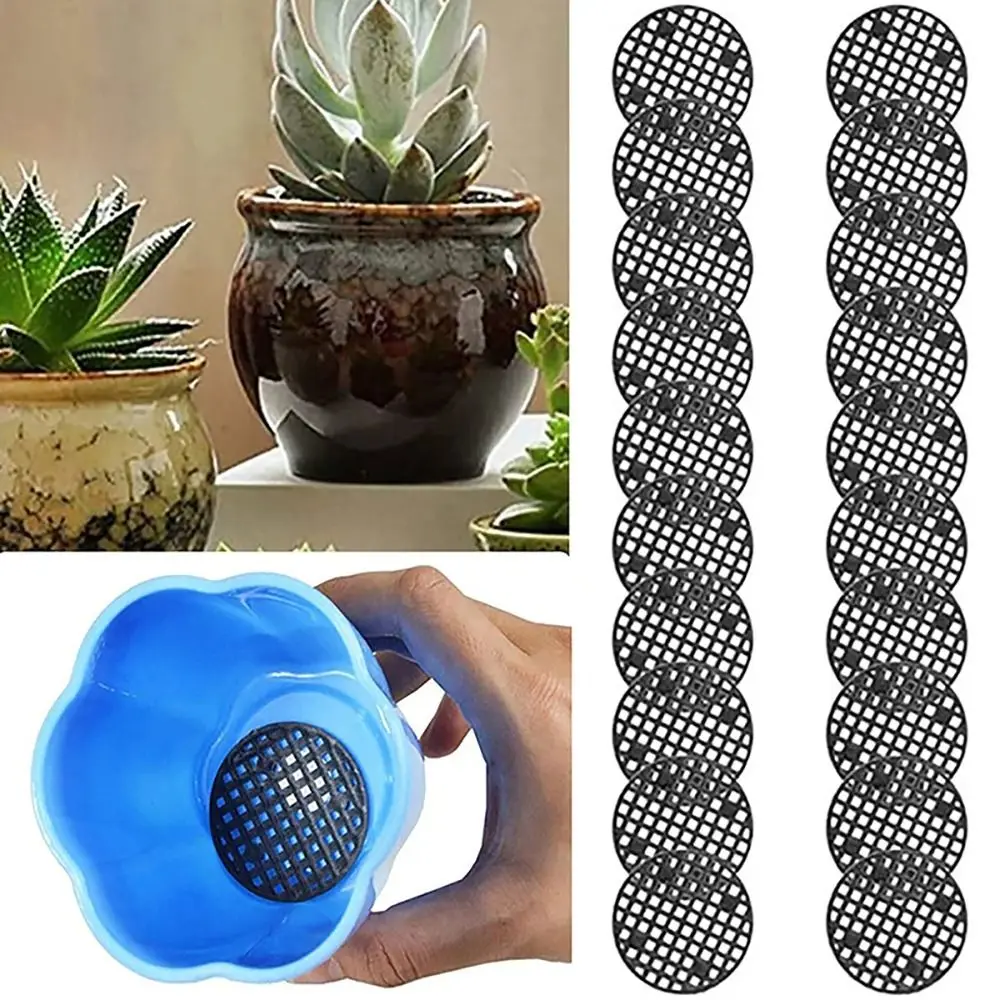 100/200/300Pcs Leak-proof Anti-corrosion Flowerpot Gasket Plastic Round Hole Bonsai Basin Grid Bottom Pad Breathable