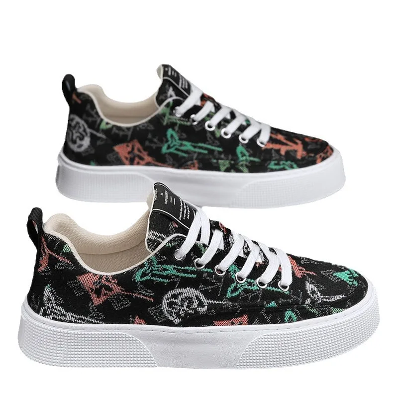 

Мужские кроссовки с принтом, унисекс, низкие туфли в стиле ретро в стиле панк для уличной одежды, повседневная мода, удобная прогулка или Хэллоуина