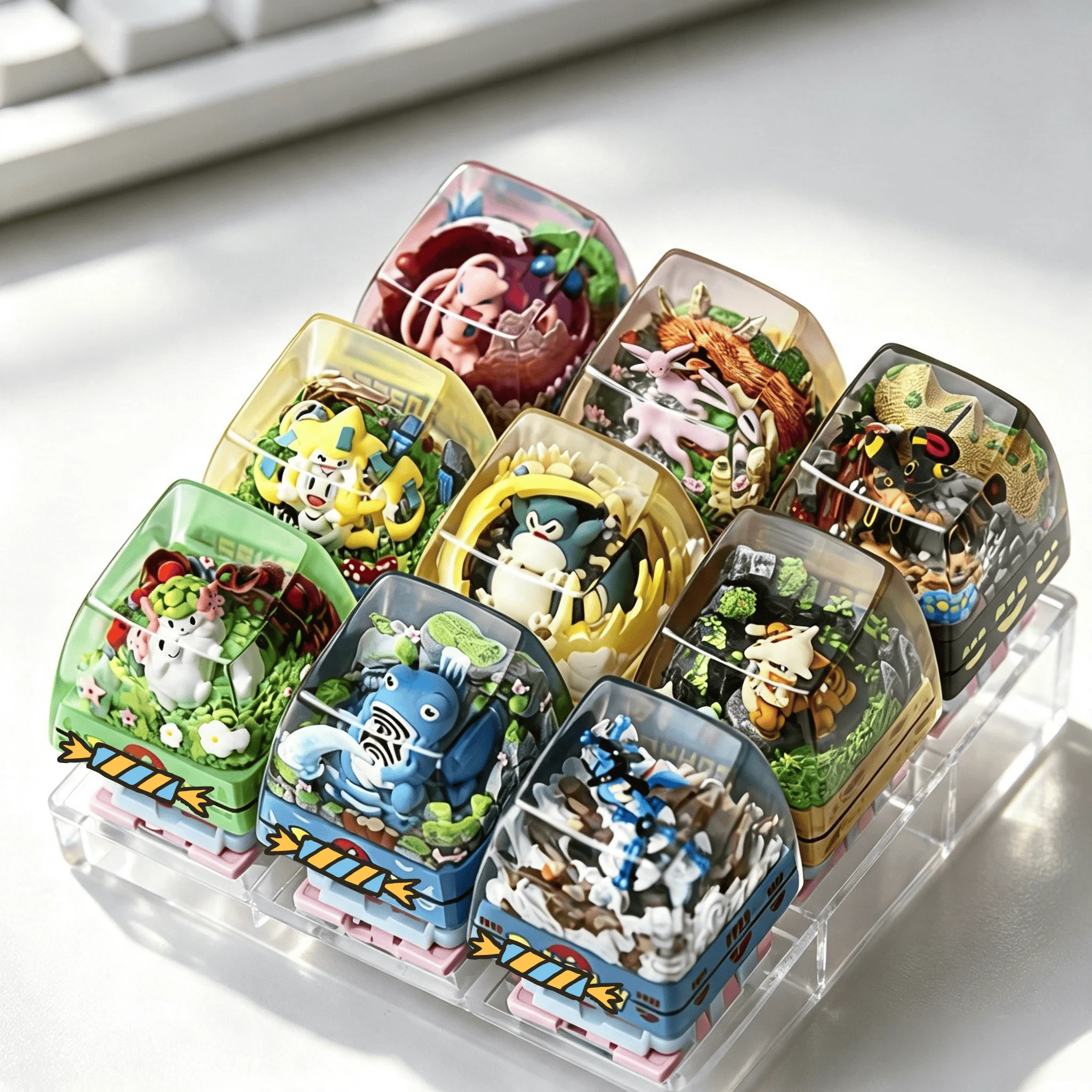 ptcg-ポケモン透明樹脂キーキャップ立体職人キーキャップメカニカルキーボード用スローポークピップルップスノーラックスミアウスイーブイ