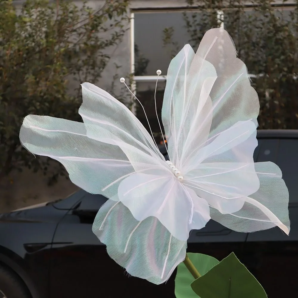 50cm Silk Yarn Artificial Butterfly Mariage Decor Wedding Party Outdoor Holiday Decoration Display Giant Gauze Fake Butterfly