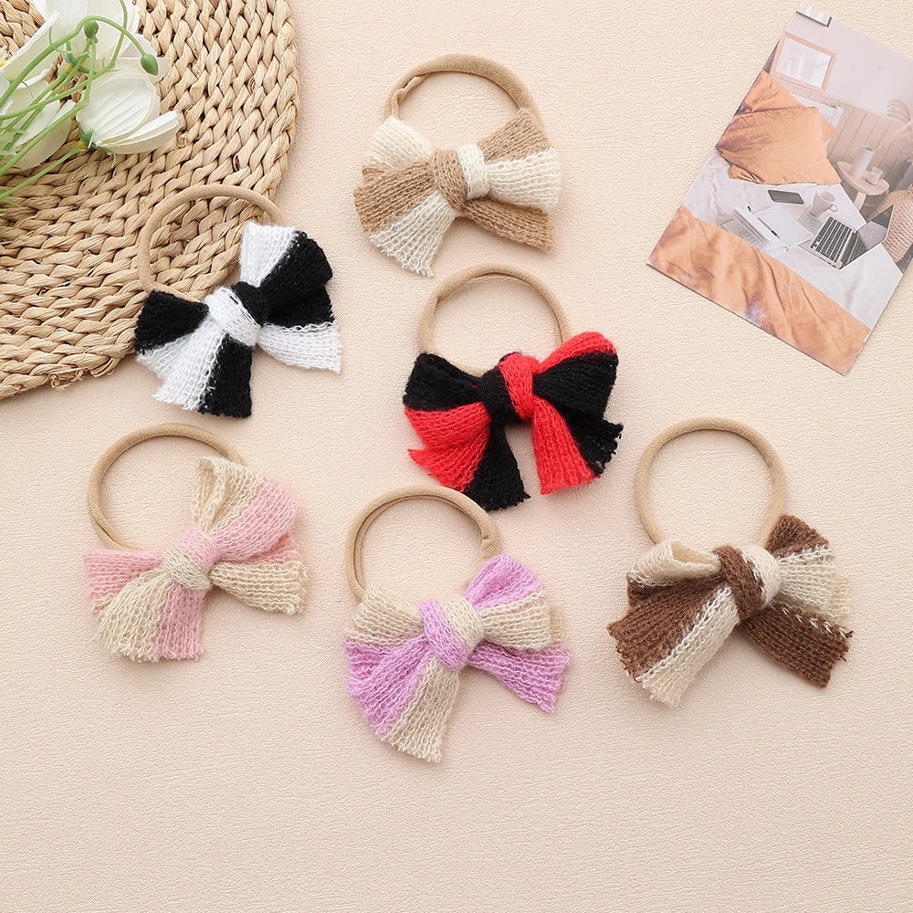 

Baby Elastic Nylon Headband Newborn Lovely Knit Bow Head Band for Girl Infant Toddler Kids Headwear Soft Babe Hair Accessories