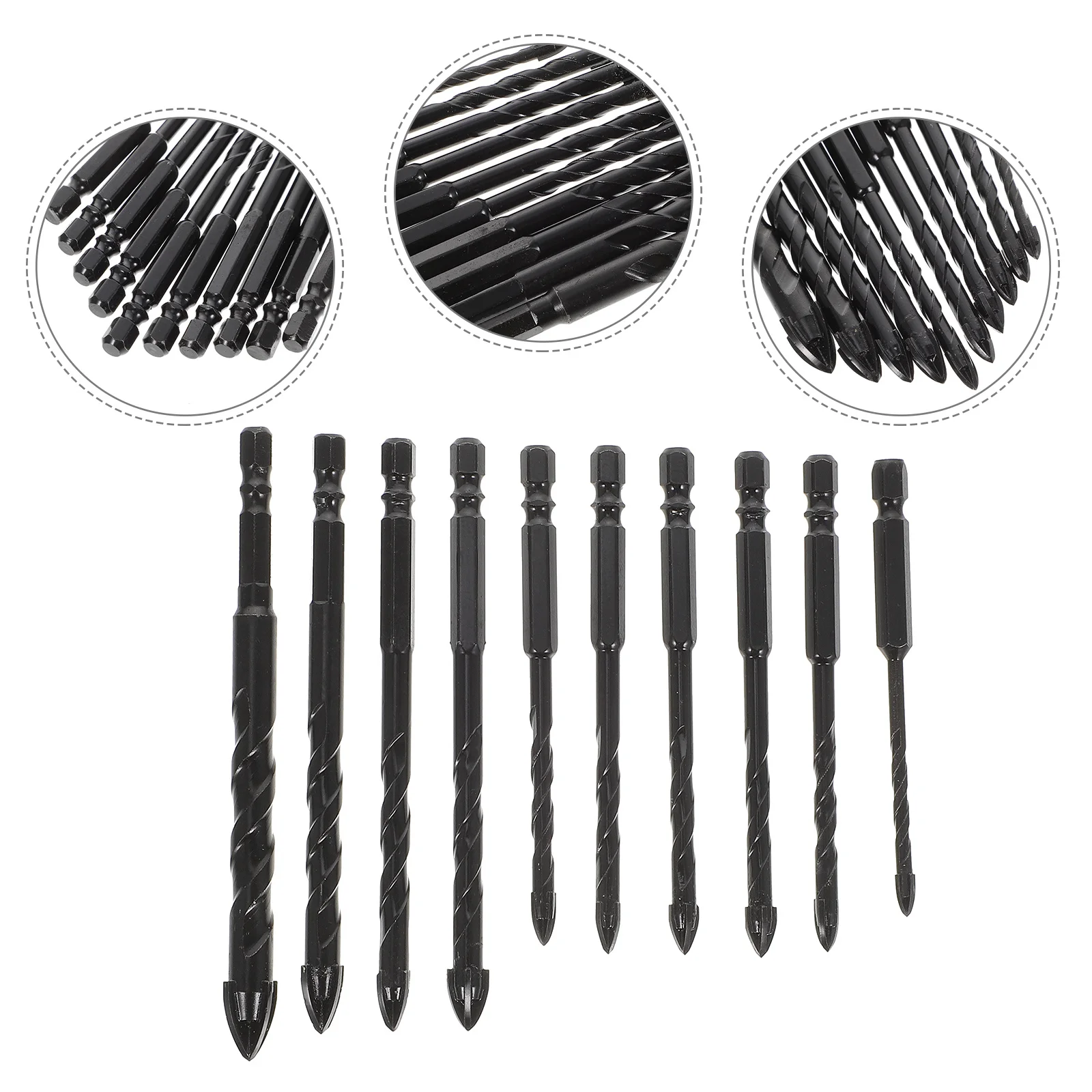 10Pcs Porcelain Tile Drill Bits Heavy Duty Masonry Bits for Brick Concrete Ceramic High Speed Efficient Chip Removal Accurate