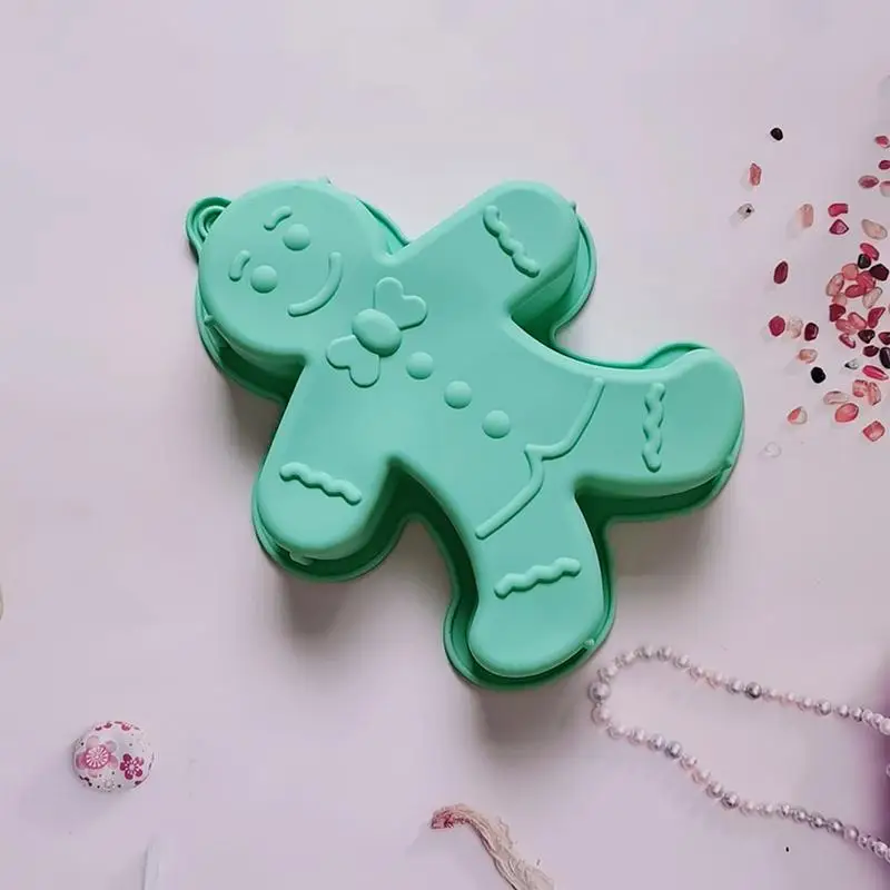 Silicone Gingerbread Man Baking Tray 3D Silicone Christmas Gingerbread Man Baking Molds Non Stick Pie Mould Bakeware Tray for