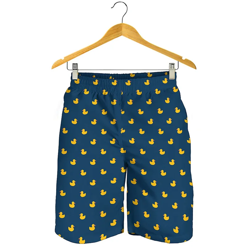 Pantalones cortos de playa con estampado 3d de pato de goma para hombres y niños, bañadores de verano, pantalones cortos deportivos frescos de