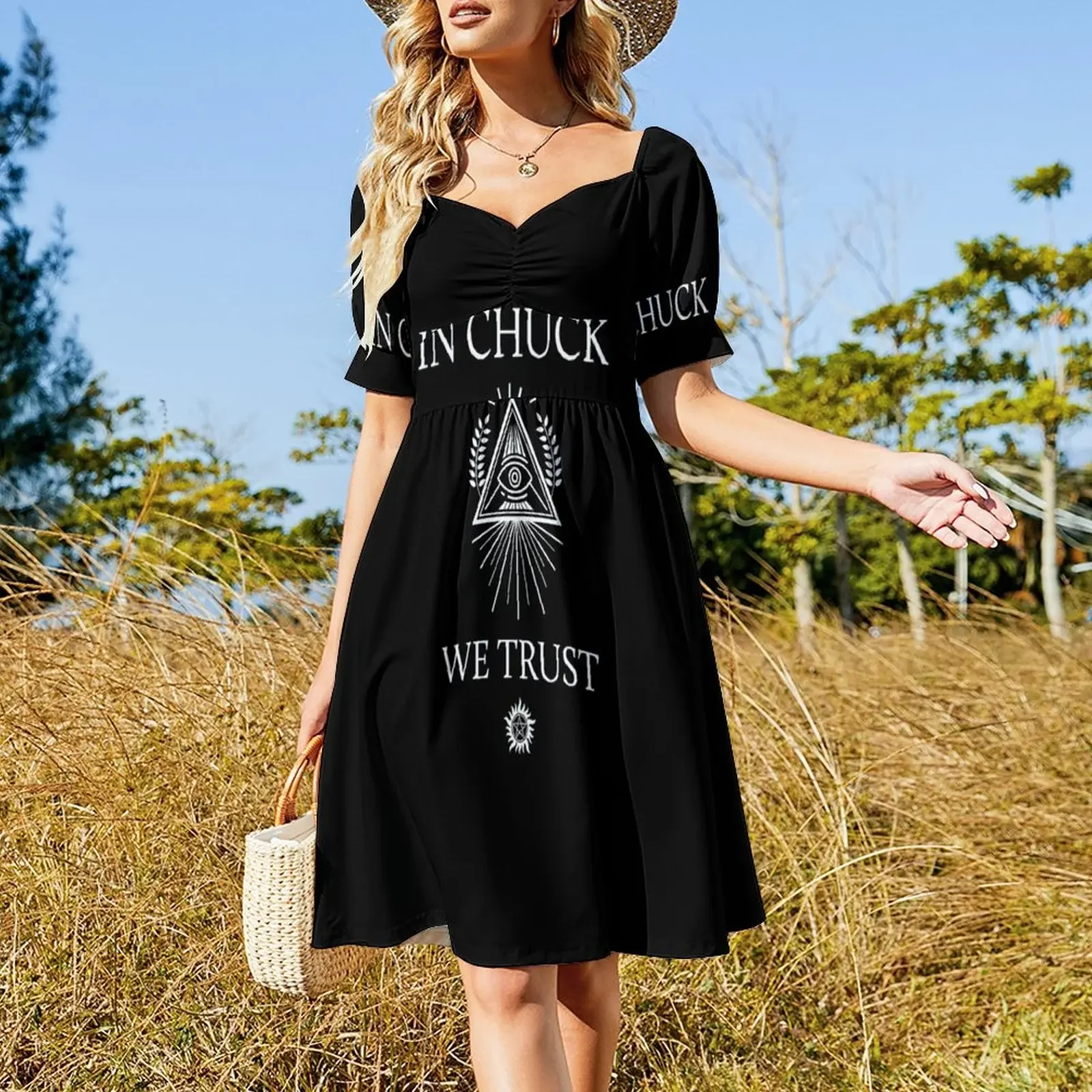 In Chuck, We Trust Short-Sleeved Dress dresses women summer 2025 summer dress korean women dresses for women 2025