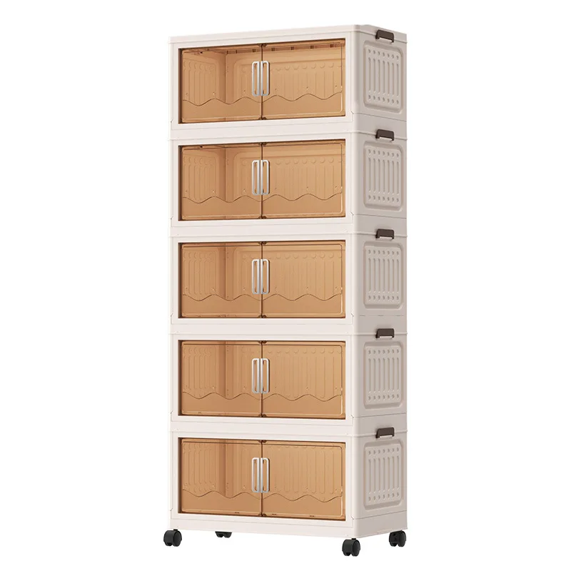 Plastic Storage Bins Organizer 5 Tiers Stackable Folding Storage Cabinet Containers With Lids Or Bedroom Wardrobe Sorting Boxes
