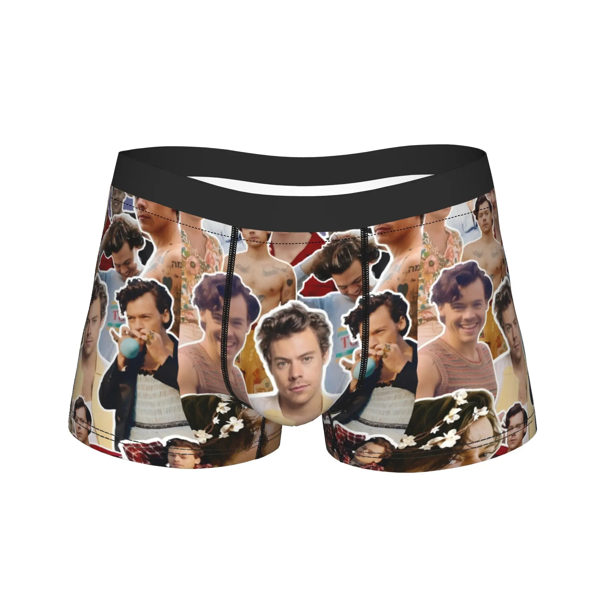 Ropa interior larga de cantante de estilos Harrys para hombre, calzoncillos Boxer sexis, pantalones cortos, bragas, calzoncillos transpirables de talla grande