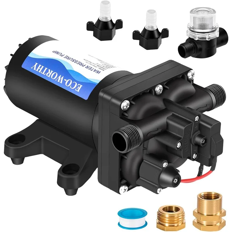 

RV Fresh 12V Water Pump with Pressure Switch 5.5GPM 70PSI, 12 Volt Water Transfer Pressure Pump