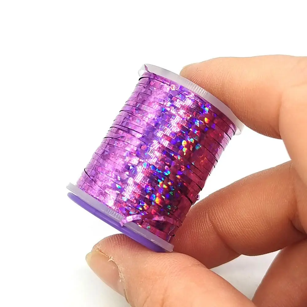 Saltwater Holographic Flat Tinsel Fly Tying Materials 1mm Nymph Thread 120Yard Small Tinsel Flash Streamer Fishing Flies