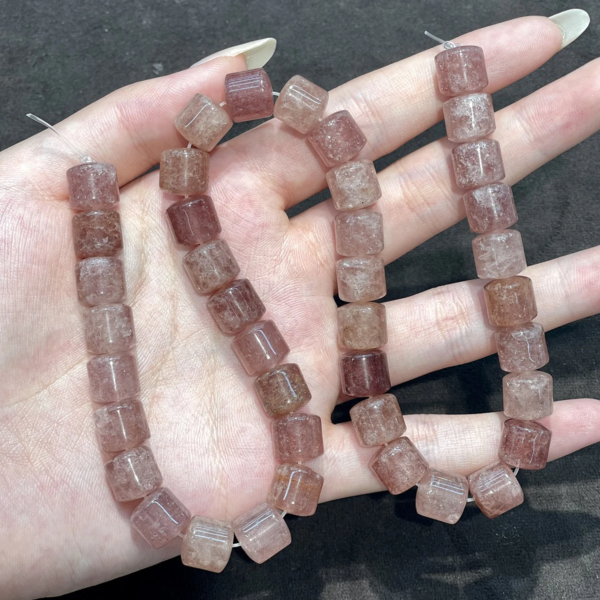 40 Stück 10mm Halbfertige Fassförmige Perlen Natürliche Kristallperlen für Schmuckherstellung DIY Halsketten Armbänder und Accessoires – Detail 11