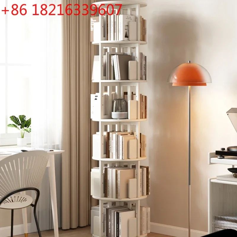 

Rotating Bookshelf Solid Wood 360-Degree Solid Wood Bookcase Student Book Storage Rack Living Room