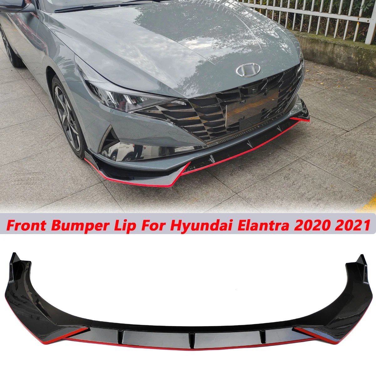 3PCS Front Bumper Lip Lower Side Spoiler Splitter Body Kit Guards Diffuser For Hyundai Elantra 2020 2021 2022 Car Accessories