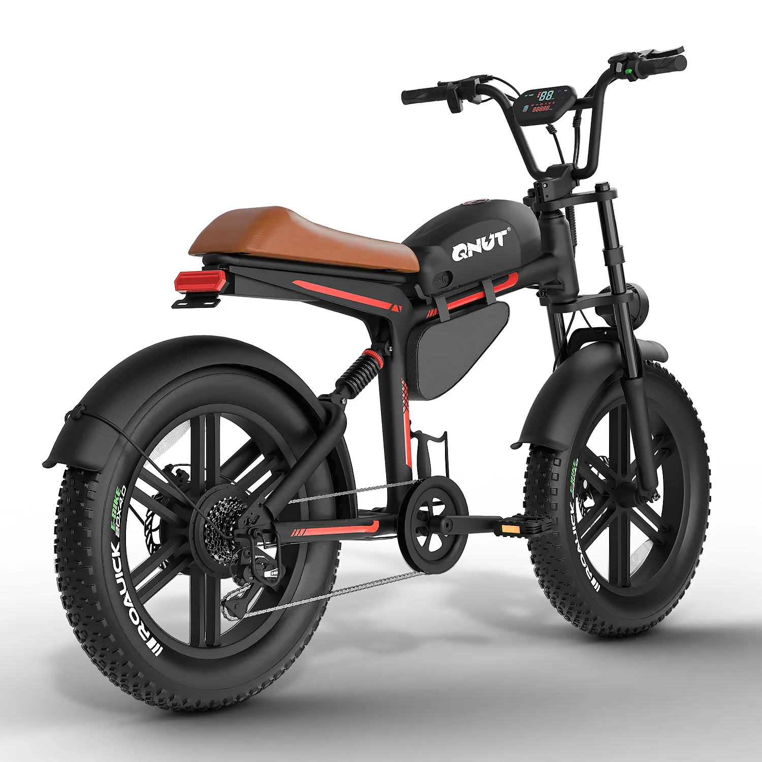 QNUT BK20 Electric Bike 1500W Peak Motor 48V 18Ah Removable Lithium Battery 20x4.0 Inch Fat Tire Retro Ebike Max 27MPH Dual Disc Brakes 7 Speed Off Road Commuting Mountain E Bike US Warehouse 1 Year Warranty