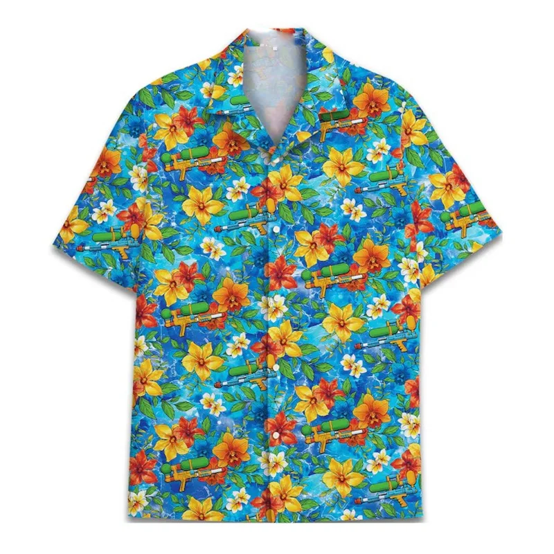 

3D Full Print Rubber Duck Cute Hawaiian Shirt Men's Clothing Retro Flowers Design Short Sleeve Shirts Summer Oversized Trend