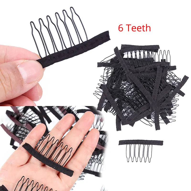 5 sztuk/zestaw Wig Making Tools Mesh czapka z peruką do robienia czapek z regulowaną peruką Band dla stałych peruk stalowa peruka grzebień klipy 6 zębów