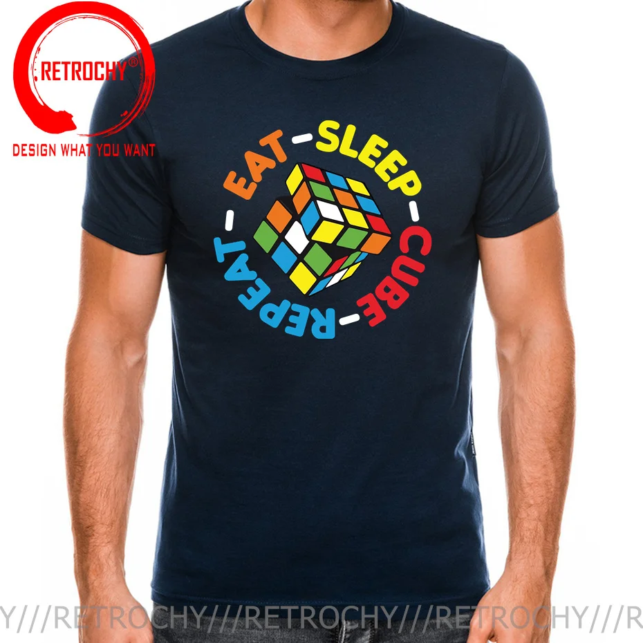 Geek Eat Sleep Cube Repeat T Shirt Men Funny Cubes Puzzle Speed T-Shirt Kid Boys Rubiks Magic Cube Tee Shirt Magic Square TShirt