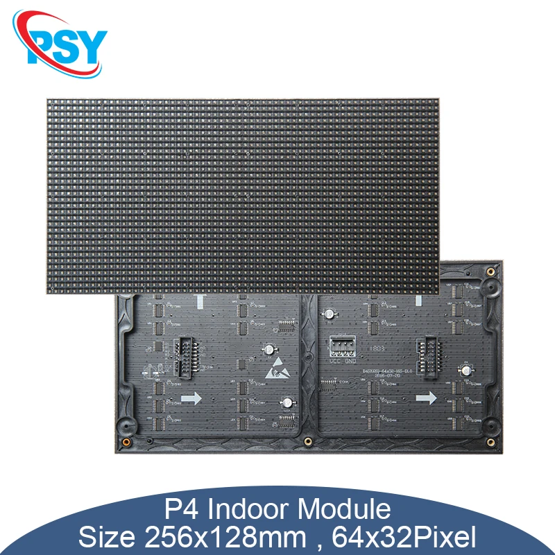 

2 шт./лот, внутренняя светодиодная матричная панель P4 256X128 мм 64X32 пикселей 3 в 1 HUB75, полноцветный SMD2121, световой модуль, RGB-экран, видео