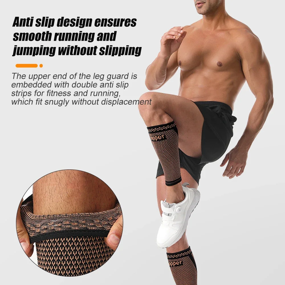 

OZZOMM 1PCS Copper Calf Sleeves for Varicose Veins & Pain Relief - Graduated Compression for Shin Splints,Running & All-Day Wear
