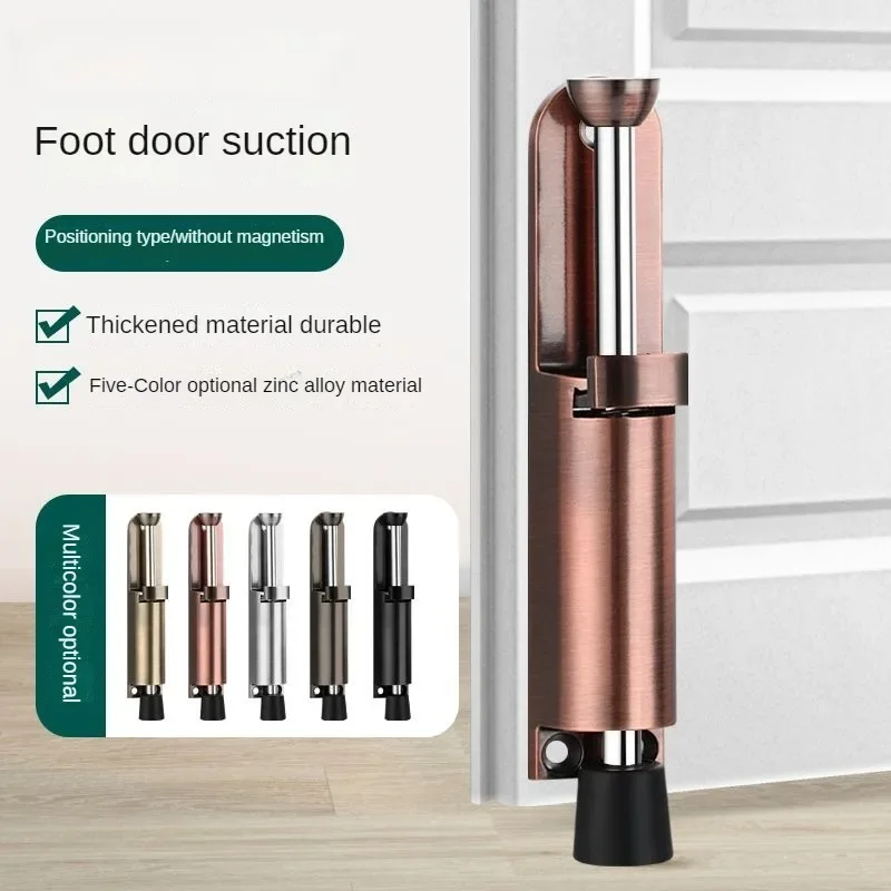 

Heavy Duty Door Stopper Zinc Alloy Soft Rubber Foot Spring Loaded Easily Step-On Stoppers Holder