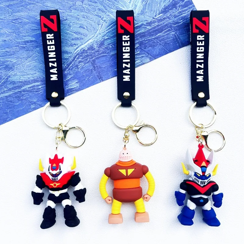 Classic 3D Cartoon Mazinger Z Characters Pendant Keychain Trendy Soft Rubber Anime Keyrings Jewelry Cute Cosplay Props Gift Acce