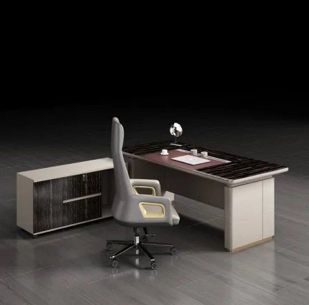 

# Современный дизайн исполнительных столов, роскошный офисный деревянный стол Ceo со стулом и боковым шкафом