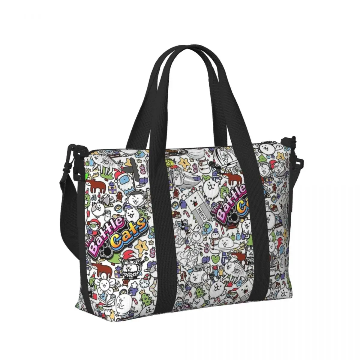 

Custom Battle Cats Beach Travel Bag Large Capacity Tote Bags for Gym Sport Women Shopping Duffle Shoulder Bag