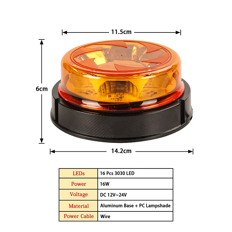 12v-24v Emergency traffice Lights Vehicles Amber LED Strobe Warning lights with Mount Cars Truck Tractors Snow Plow Constructio