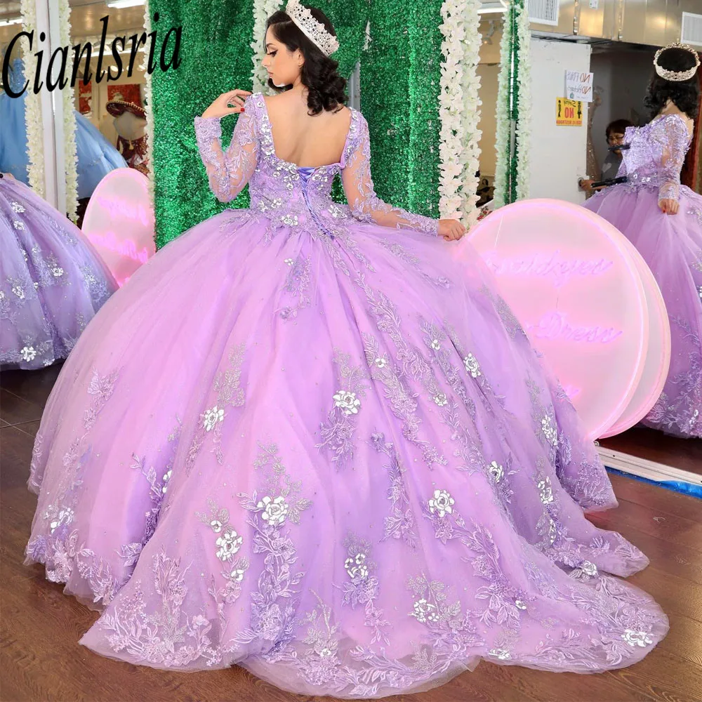 Quinceanera Dress Off The Shoulder Ball Gown Beaded Birthday Prom Dresses For Girl 3D Flower Lace Up Back Graduation Vestido De