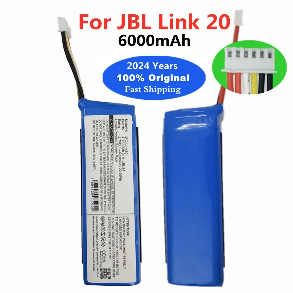 2024 Years 22.20Wh 6000mAh Original Replacement Battery For JBL Link 20 Link20 P763098 01A Speaker Bluetooth Battery Bateria