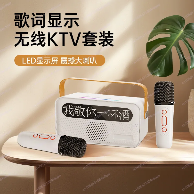 صوت كاريوكي، صوت بلوتوث لاسلكي محمول مع ميكروفون، عرض كلمات ميكروفون لاسلكي للأطفال متكامل #6