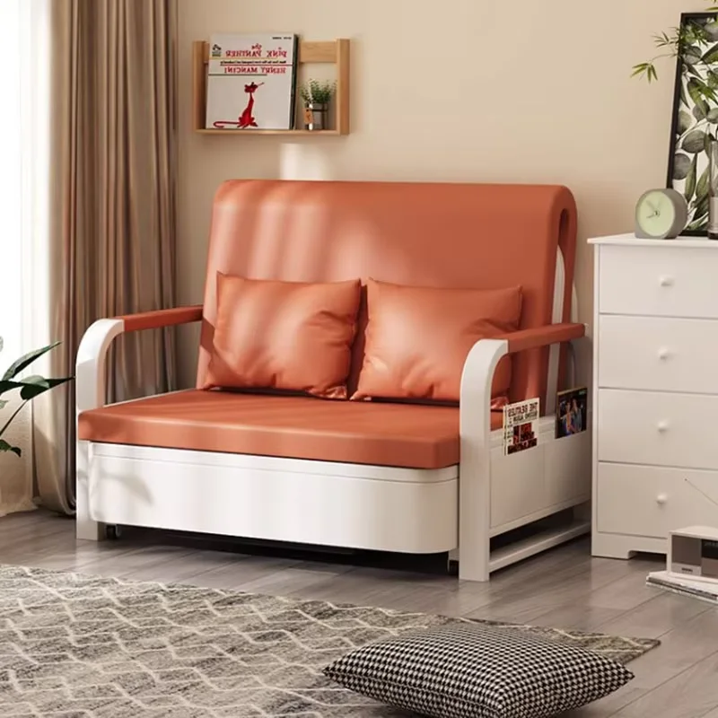 Simple Modern Living Room Sofas Orange Arm Chair Nordic Modular Lazzy Sofas Folding Nordic European Divano Letto Home Furniture