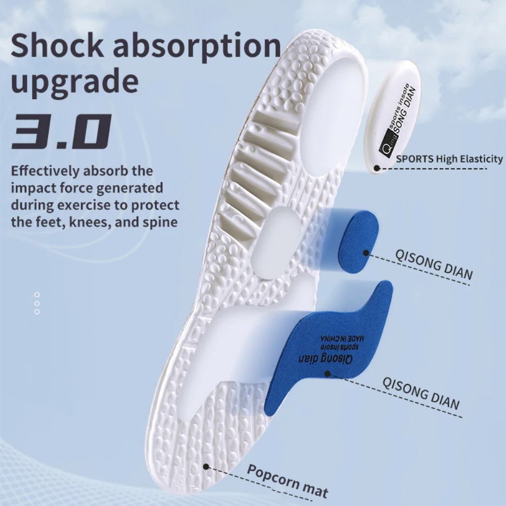 Insoles for Shoes Sole Shock Absorption Deodorant Breathable Cushion Running Insoles for Feet Man Women Orthopedic Insoles