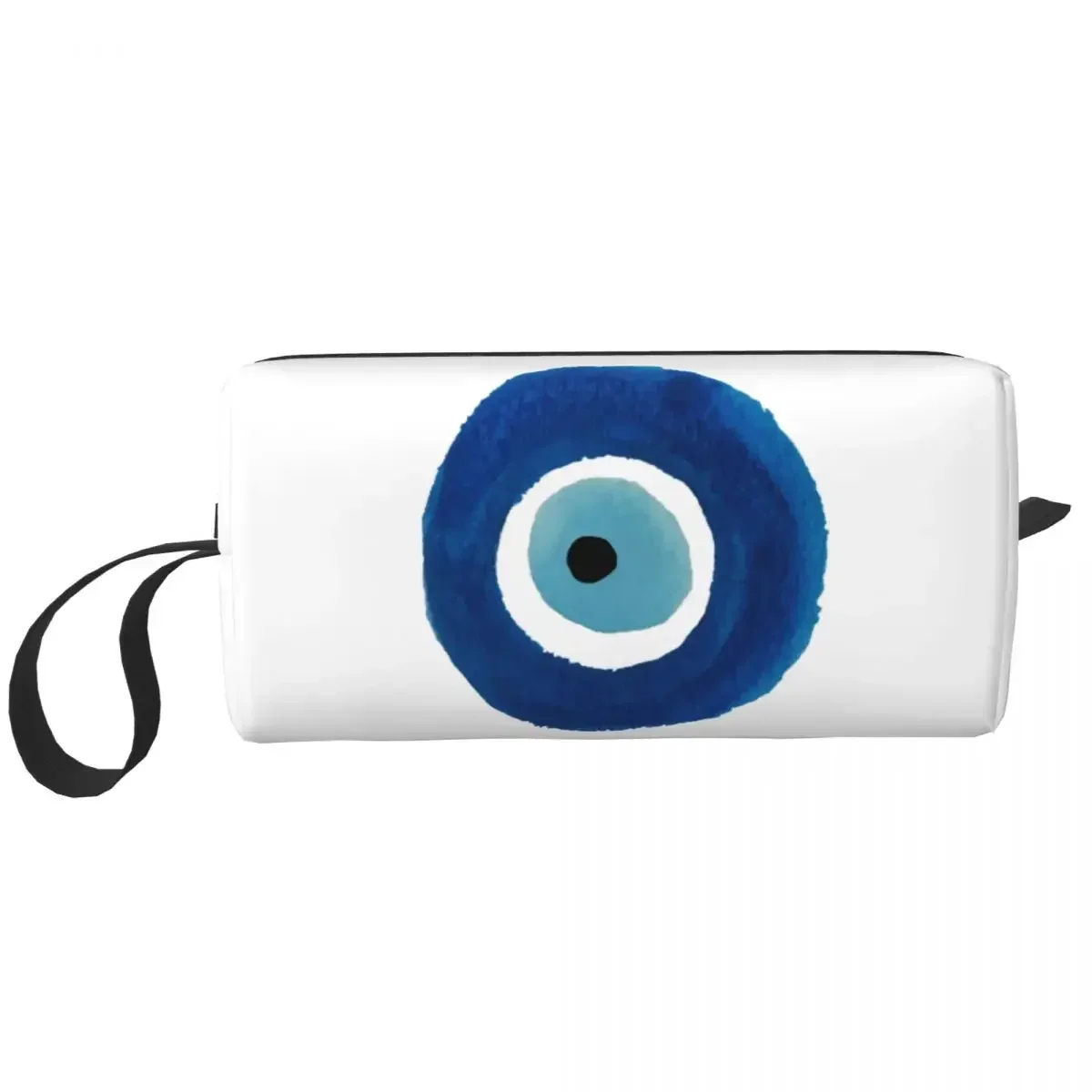 Custom Evil Eye Nazar Painting Cosmetic Bag Women Kawaii Large Capacity Hamsa Lucky Charm Makeup Case Storage Toiletry Bags